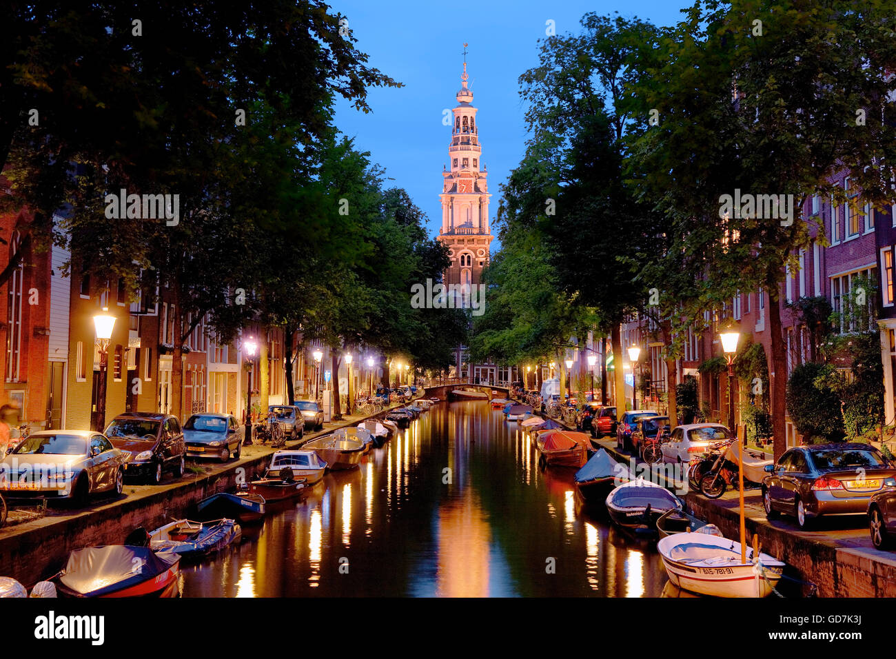 Zuiderkerk chiesa di notte a Amsterdam Foto Stock