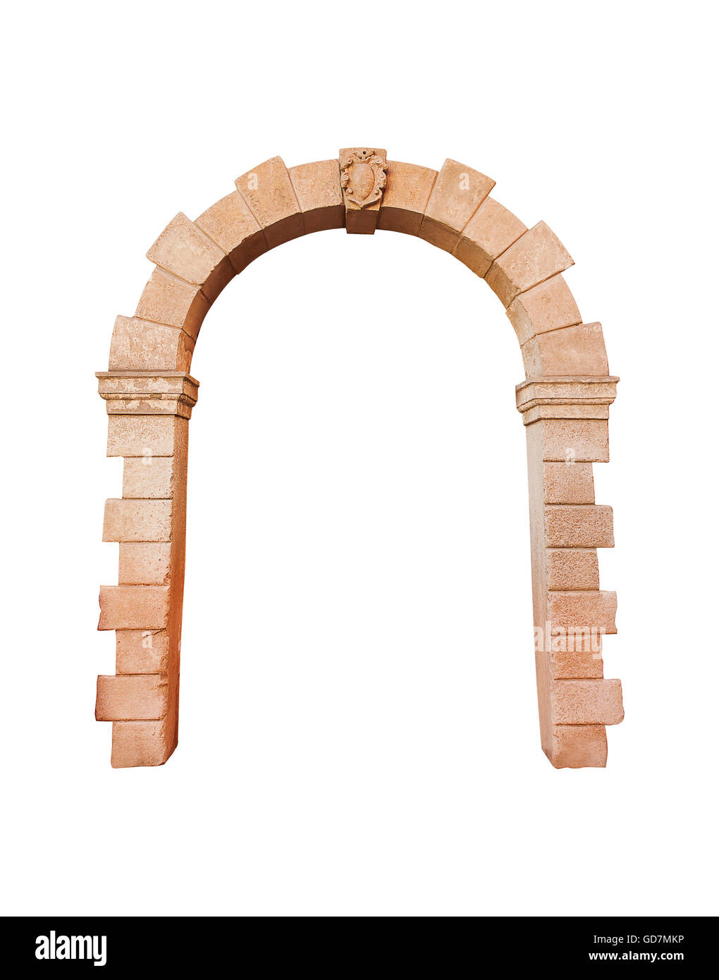 Arco in pietra architettura isolati su sfondo bianco, cliping pa Foto Stock