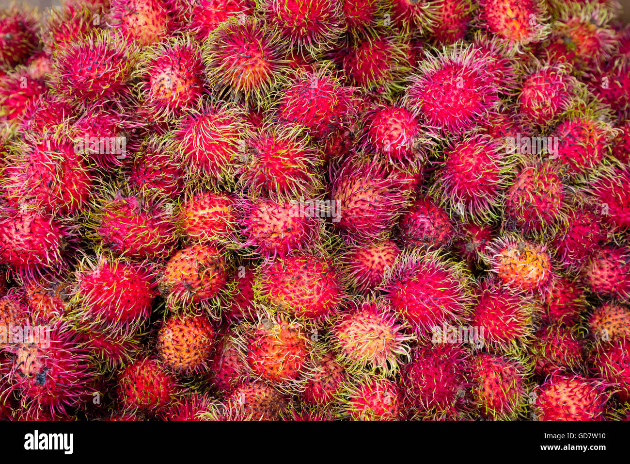 Frutti di rambutan alla strada del mercato di New York Chinatown Foto Stock