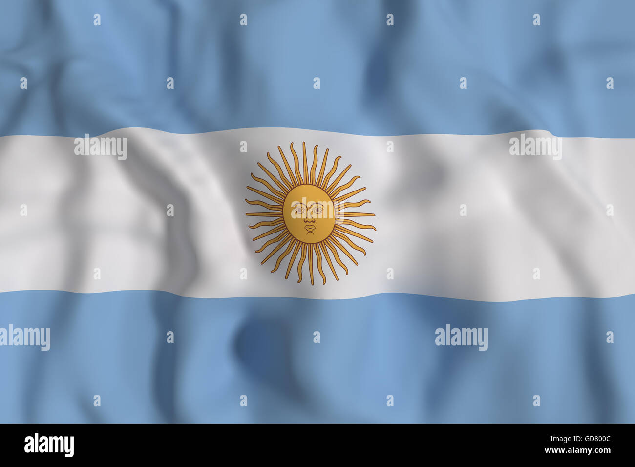 3D rendering della Repubblica Argentina bandiera sventola Foto Stock