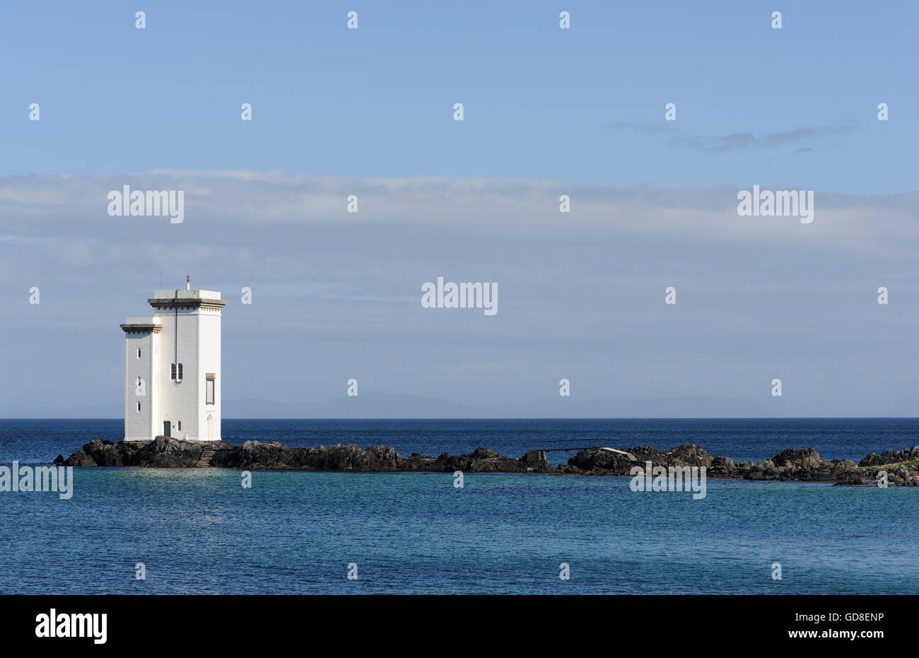 Faro di Carraig Fhada, Port Ellen, Porto Eilein, Islay, Ebridi Interne, Argyll, Scotland, Regno Unito. Foto Stock