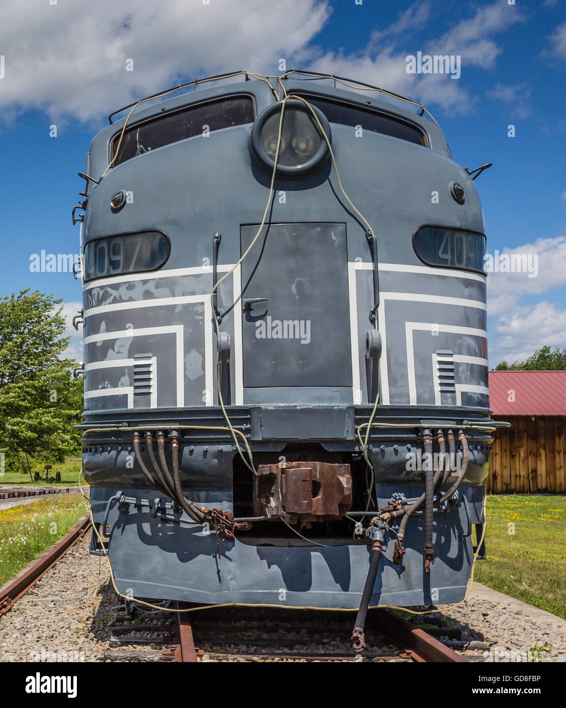 Una vecchia locomotiva vintage dalla New York sistema centrale. Foto Stock