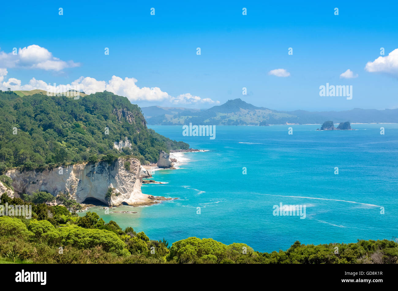 Cove Della Cattedrale nella Penisola di Coromandel sull'Isola del nord della Nuova Zelanda Foto Stock
