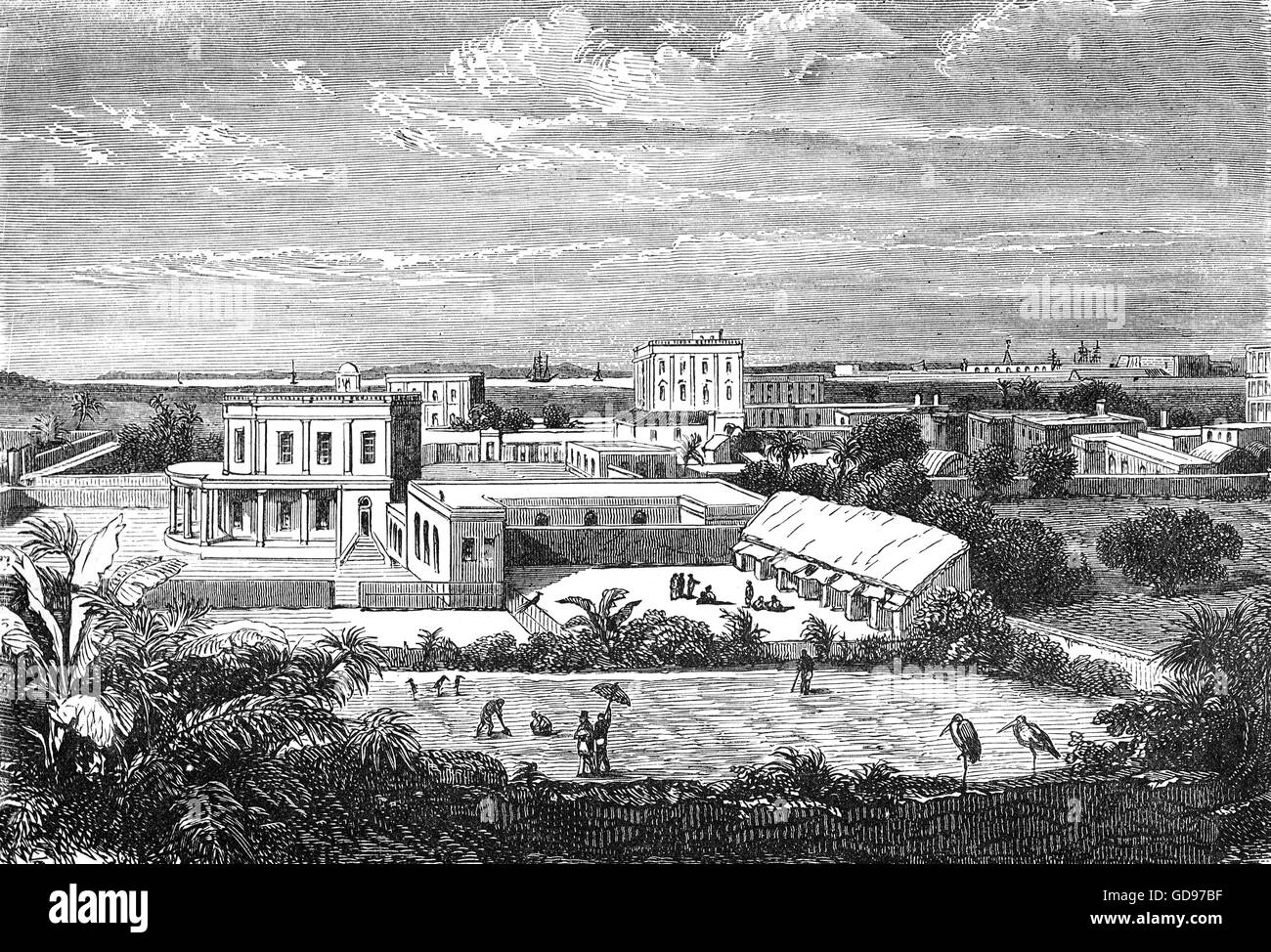 Calcutta, chiamato ora a Kolkata è la capitale dello stato indiano del Bengala Occidentale. Situato sulla riva orientale del Fiume Hooghly, è la principale area commerciale, culturale e un centro educativo di East India, mentre la sua porta è India del più antico porto operativo e il suo unico grande porto fluviale. Esso è stato sviluppato dalla East India Company. Foto Stock