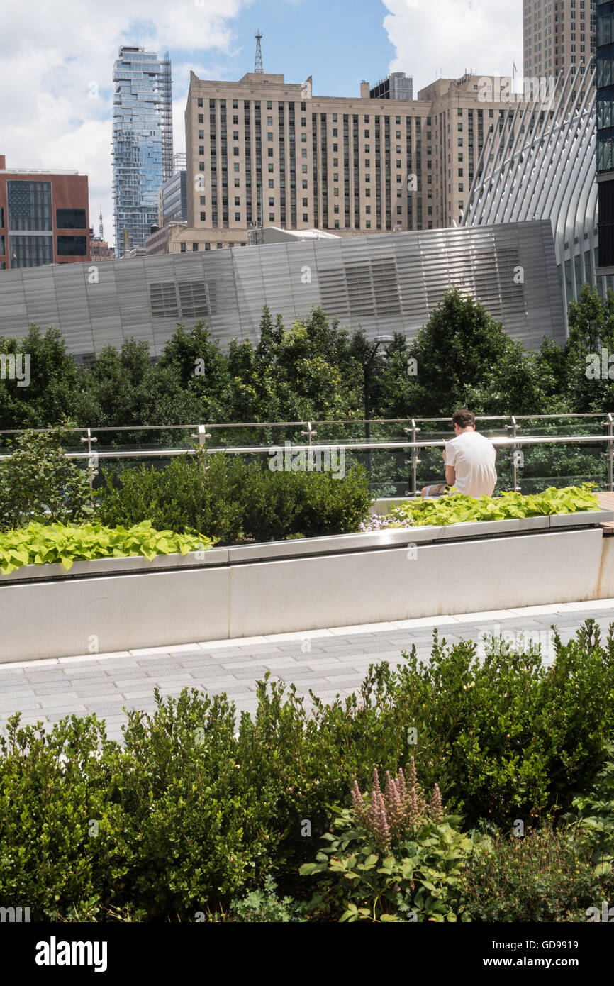 Liberty Park presso il World Trade Center, New York, Stati Uniti d'America Foto Stock