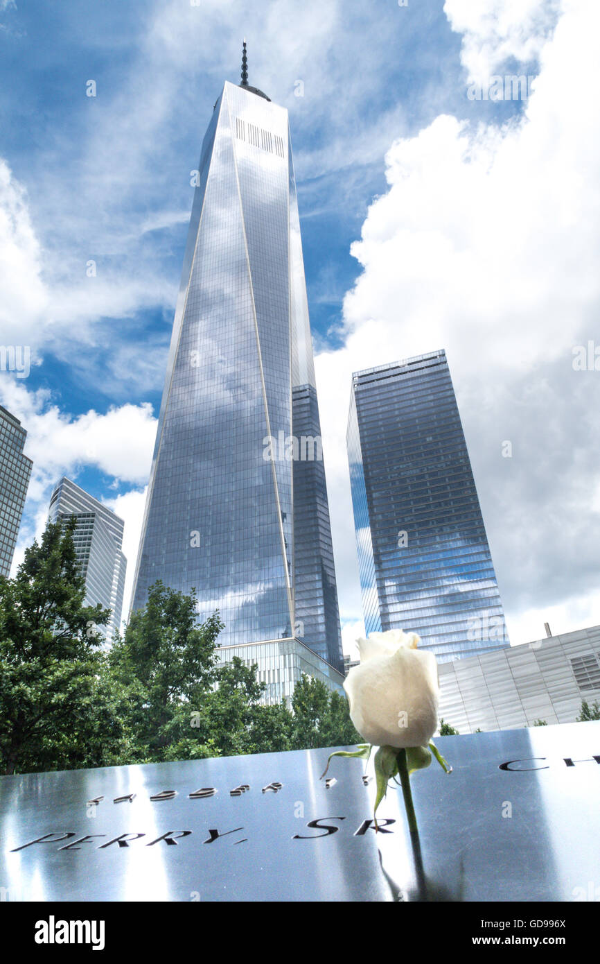 One World Trade Center e il World Financial Center di Manhattan, New York, Stati Uniti d'America Foto Stock