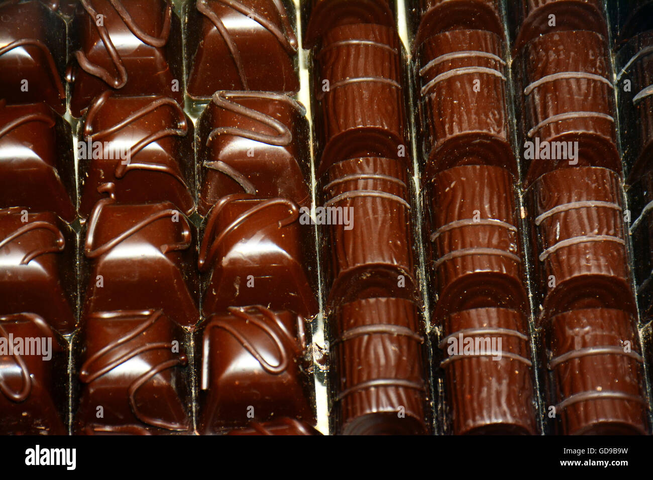 Cioccolato fondente caramelle, Foto Stock