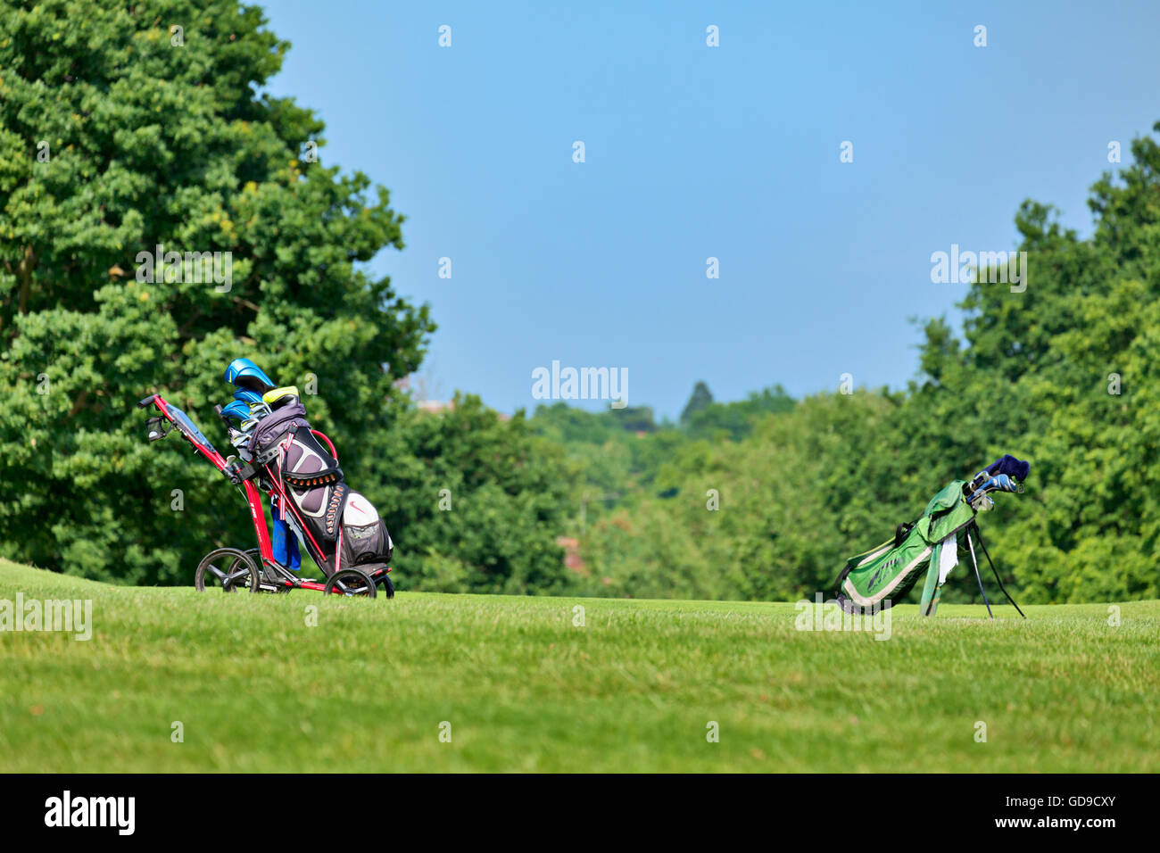 Attrezzatura da golf a Finchley Golf Club Foto Stock