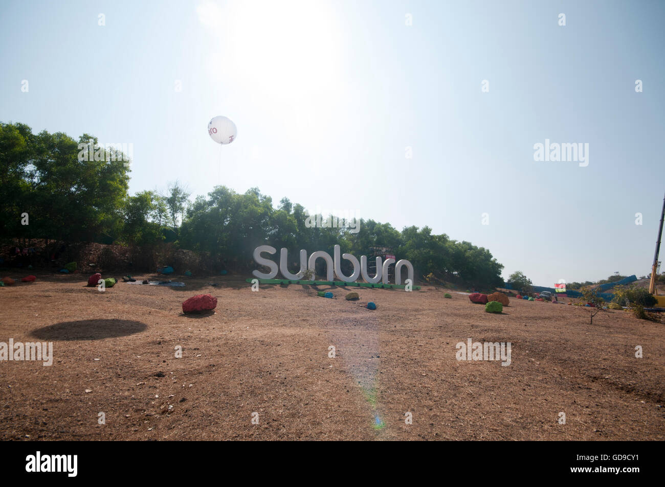 Il più grande festival di EDM in India scottature Goa a Vagator ogni anno nel mese di dicembre Foto Stock