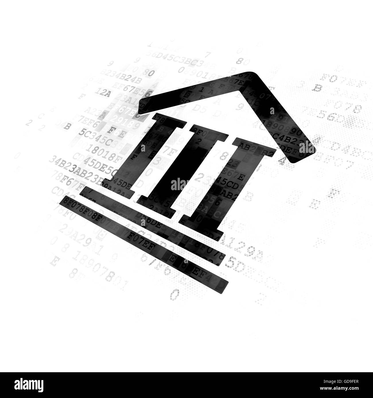 Il concetto di legge: Courthouse su sfondo digitale Foto Stock