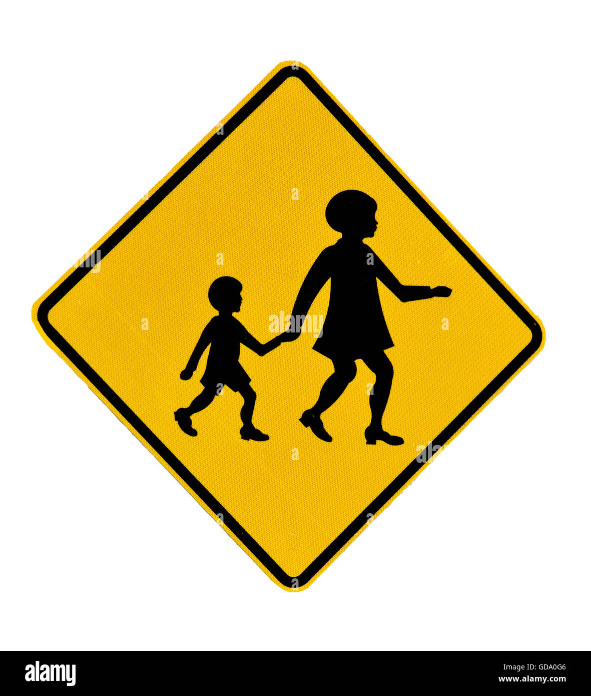 I bambini di strada di attraversamento segno isolato Foto Stock