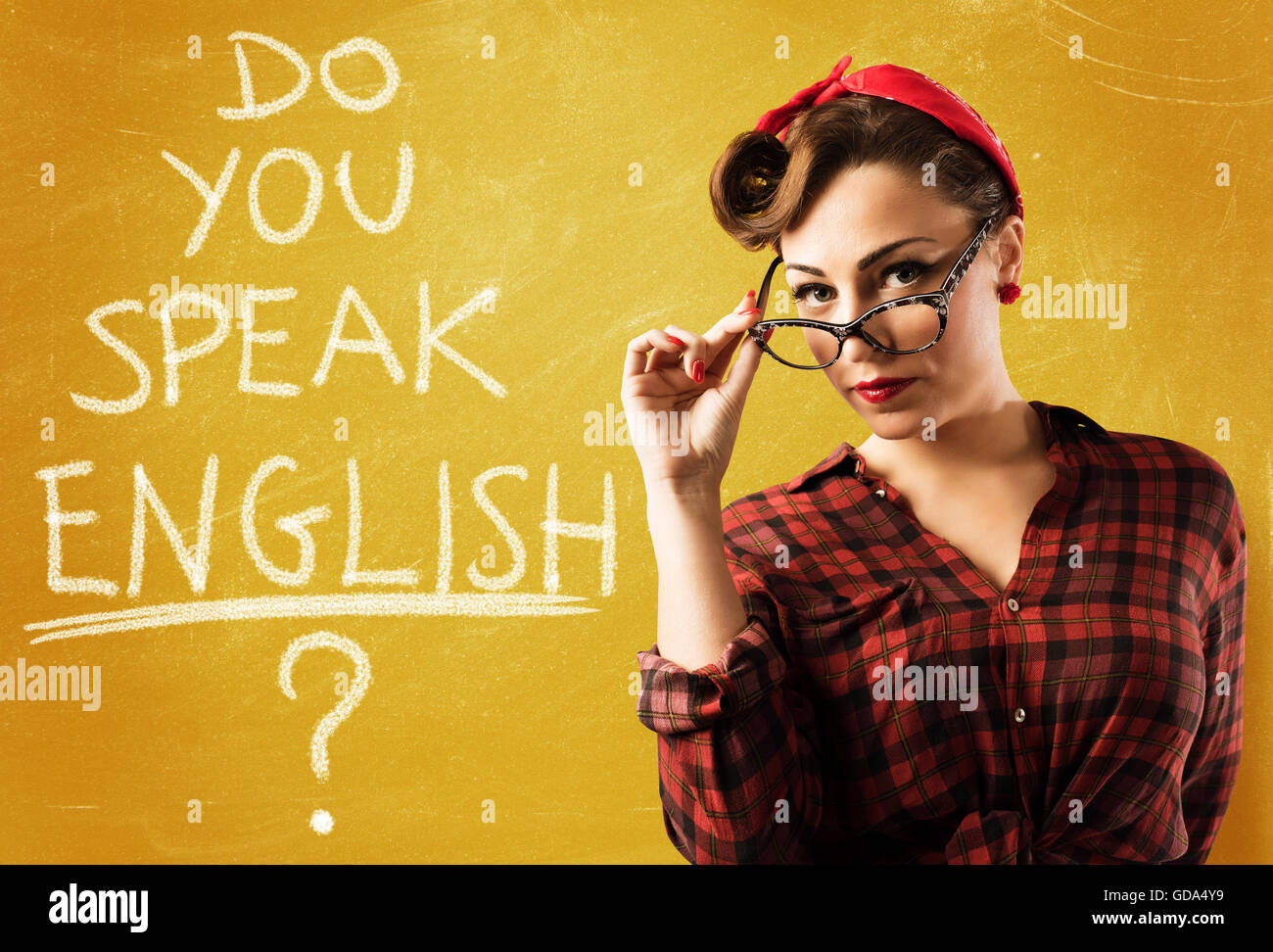 Pin-up insegnante di inglese Foto Stock