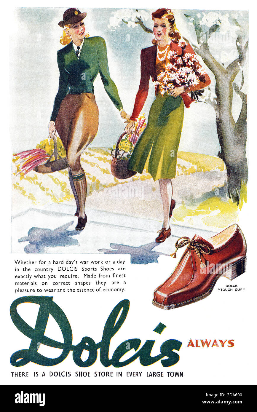 1943 British pubblicità per scarpe Dolcis Foto Stock
