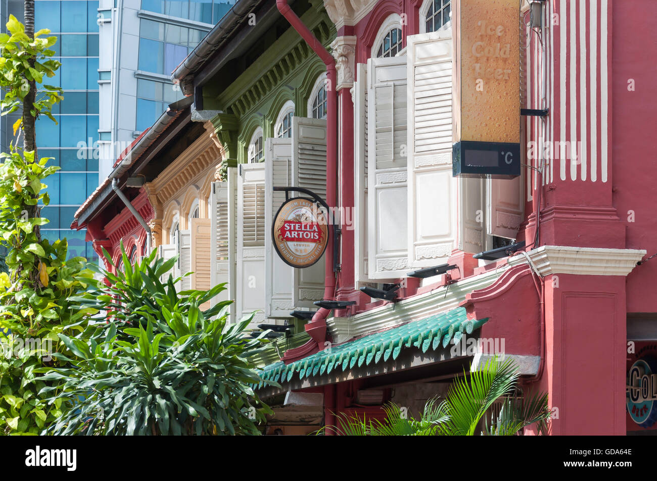 Architettura coloniale sulla Emerald Hill Road, zona centrale, Singapore Island (Pulau Ujong), Singapore Foto Stock