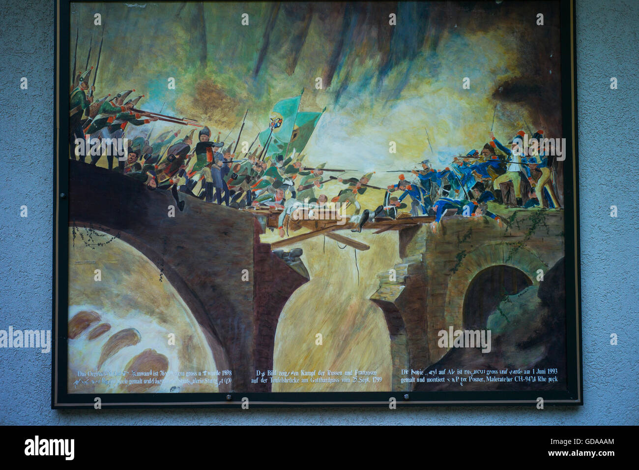 La Svizzera. San Gottardo a Ponte di diavoli, Andermatt. Luglio 2016 Sito di battaglia che coinvolgono generale russo Alexander Suvorov, Foto Stock