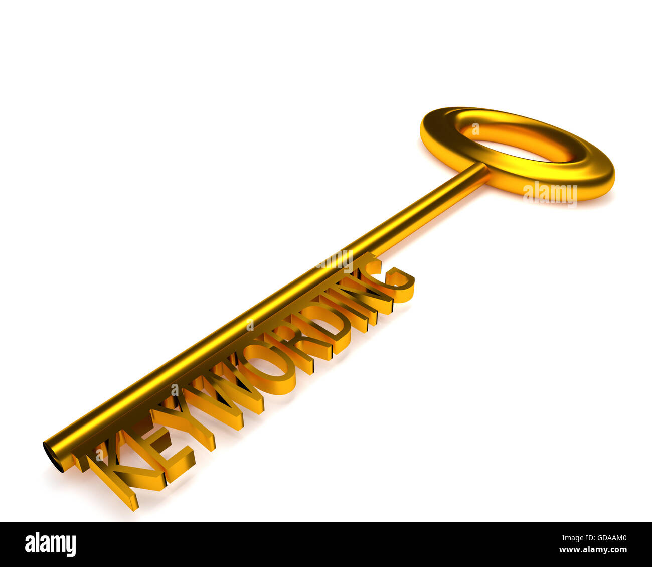 Golden chiave per il successo con la parola keywording, 3d rendering concept Foto Stock