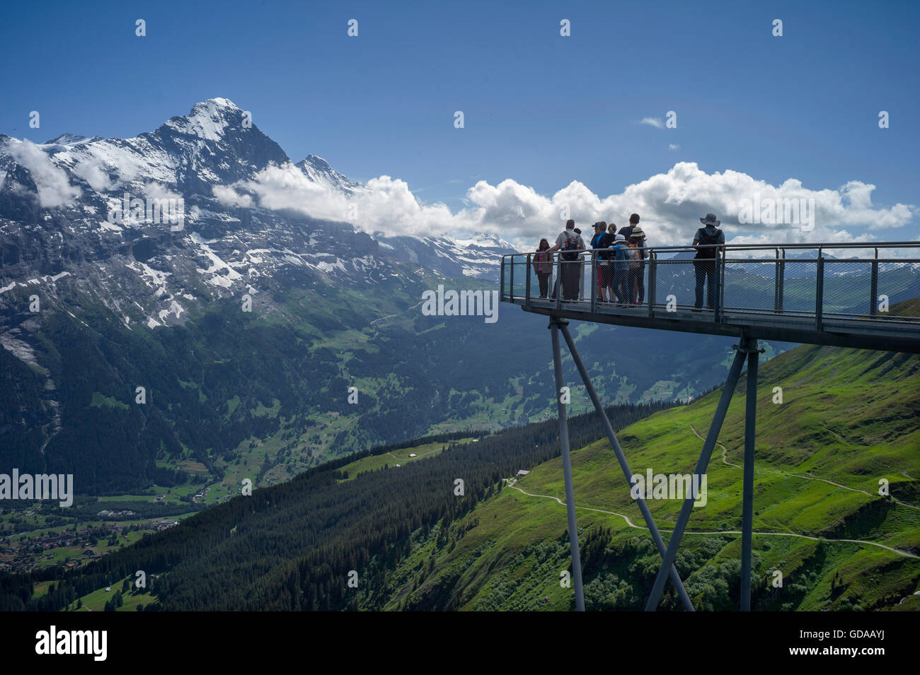 La Svizzera. Oberland Bernese. Luglio 2016a piedi dal primo al di sopra di Grindelwald nelle Alpi Svizzere nell Oberland Bernese al lago Foto Stock