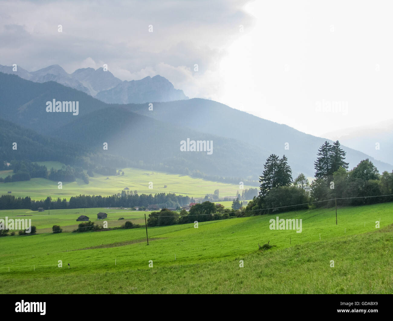 L'Italia, Trentino Alto Adige, Dobbiaco, campi in Val Pusteria, im Pustertal vicino a Dobbiaco Foto Stock