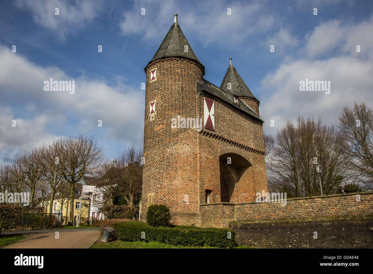 Klever city gate nella vecchia città romana di Xanten, Germania Foto Stock