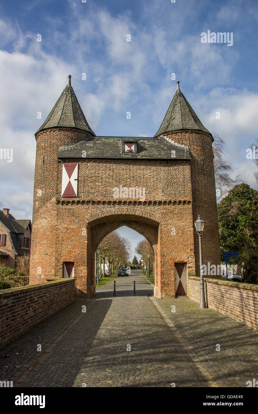 Klever tor nella vecchia città romana di Xanten, Germania Foto Stock