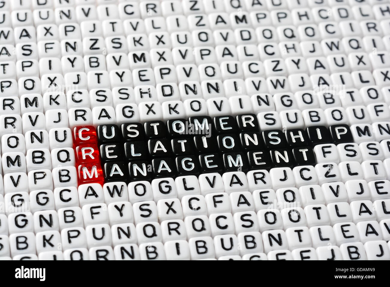 Consumatore CRM Relationship Management su cubetti , definizione Foto Stock