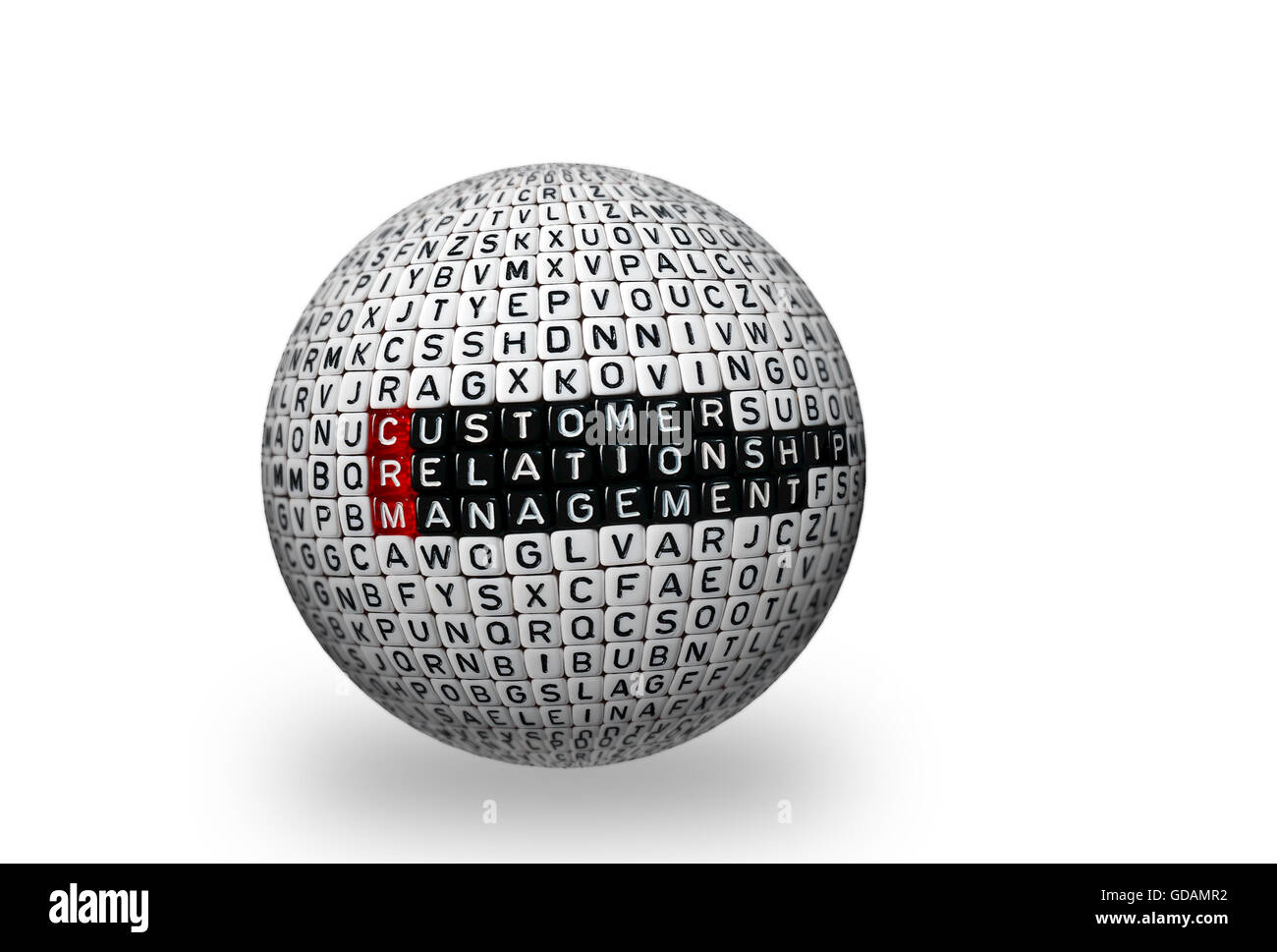 Consumatore di CRM per la gestione delle relazioni con i cubi su 3d sfera Foto Stock