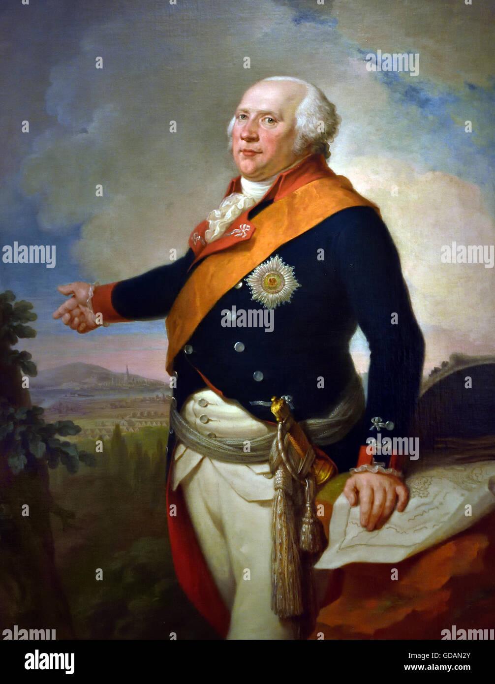 Il re Federico Guglielmo II. Di Prussia (1744-1797) la Germania di fronte a Francoforte durante la prima guerra di coalizione contro la Francia Foto Stock