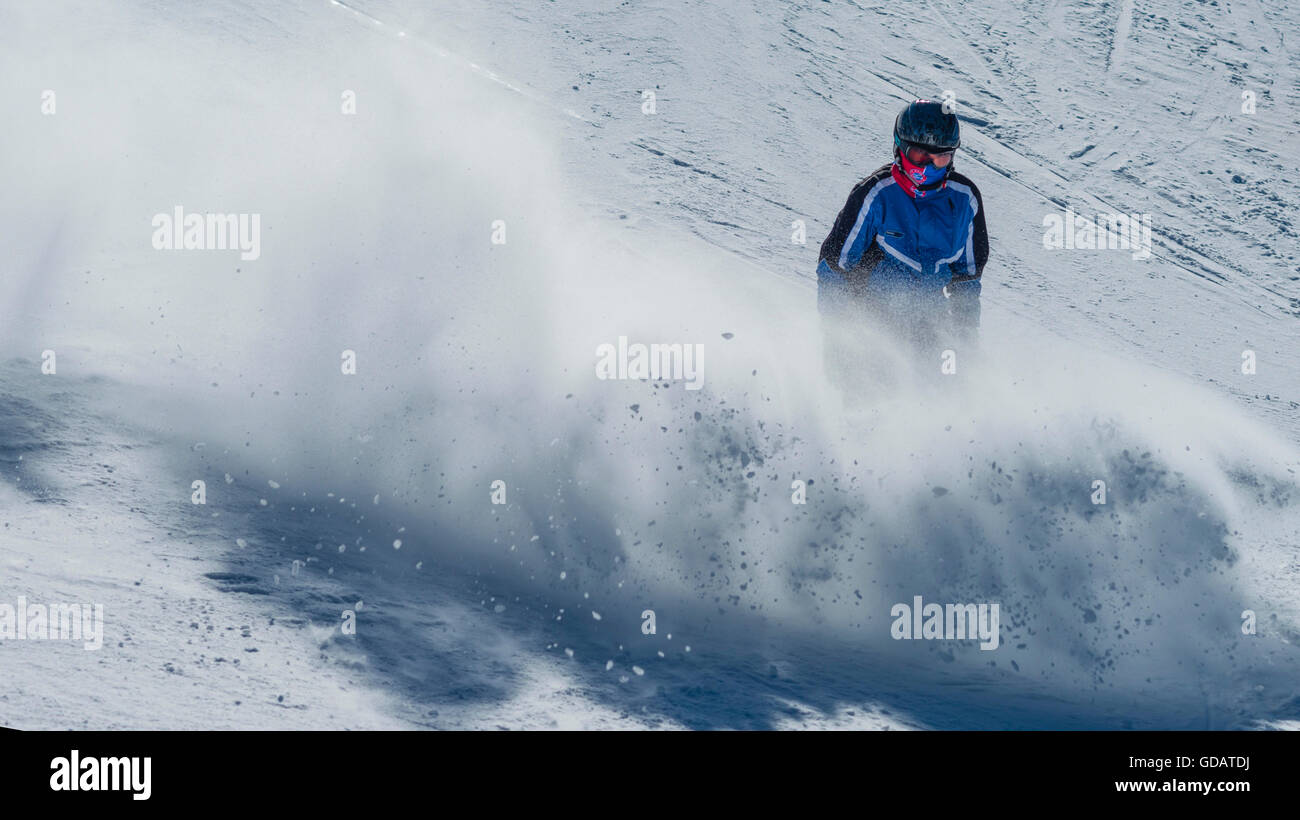 Snow boarder,14 anni,mountain Tegel,vicino a Füssen,Algovia Alpi,Allgäu,Baviera,germania,l'Europa Foto Stock