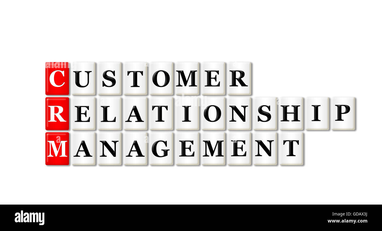 Conceptual CRM Customer Relationship Management acronimo su bianco Foto Stock