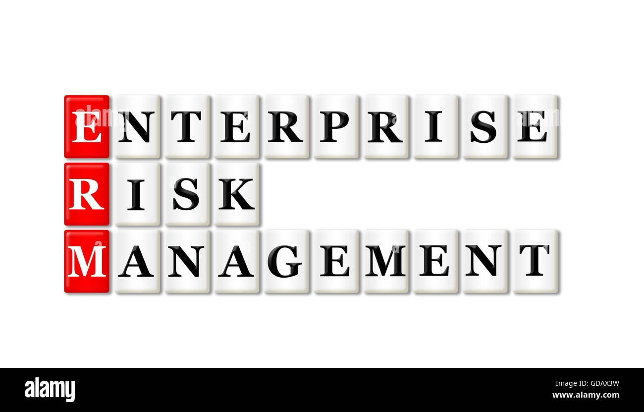 ERM concettuale Enterprise Risk Management acronimo su bianco Foto Stock