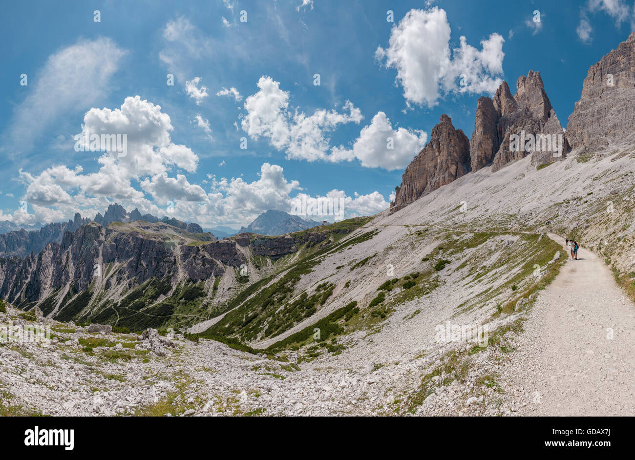Misurina,Italia,Escursionismo per la Drei Zinnen,Tre Cimi di Laveredo Foto Stock