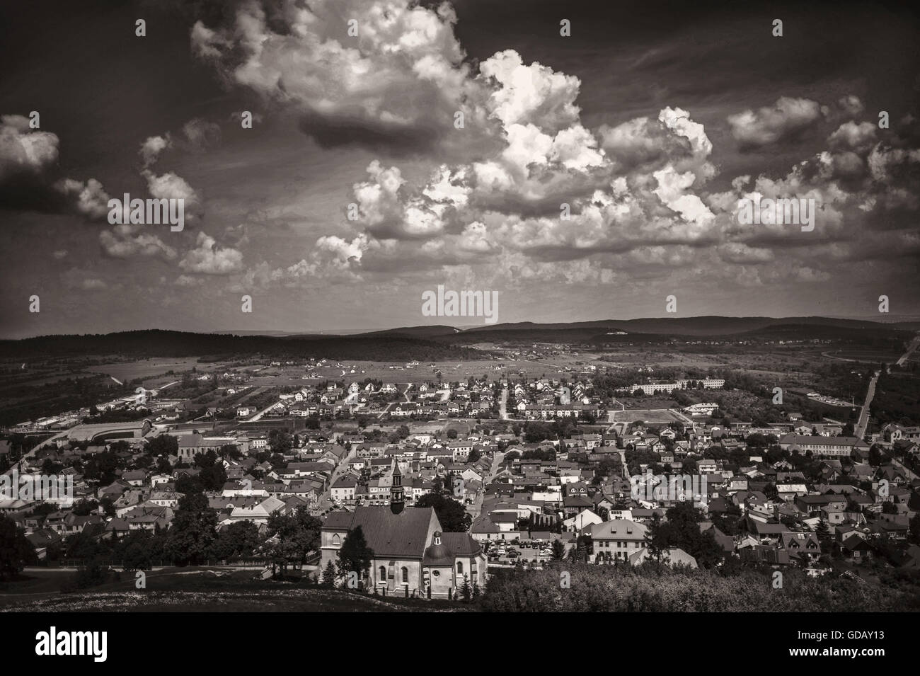 Bird vista panoramica sulla storica città in Polonia Foto Stock