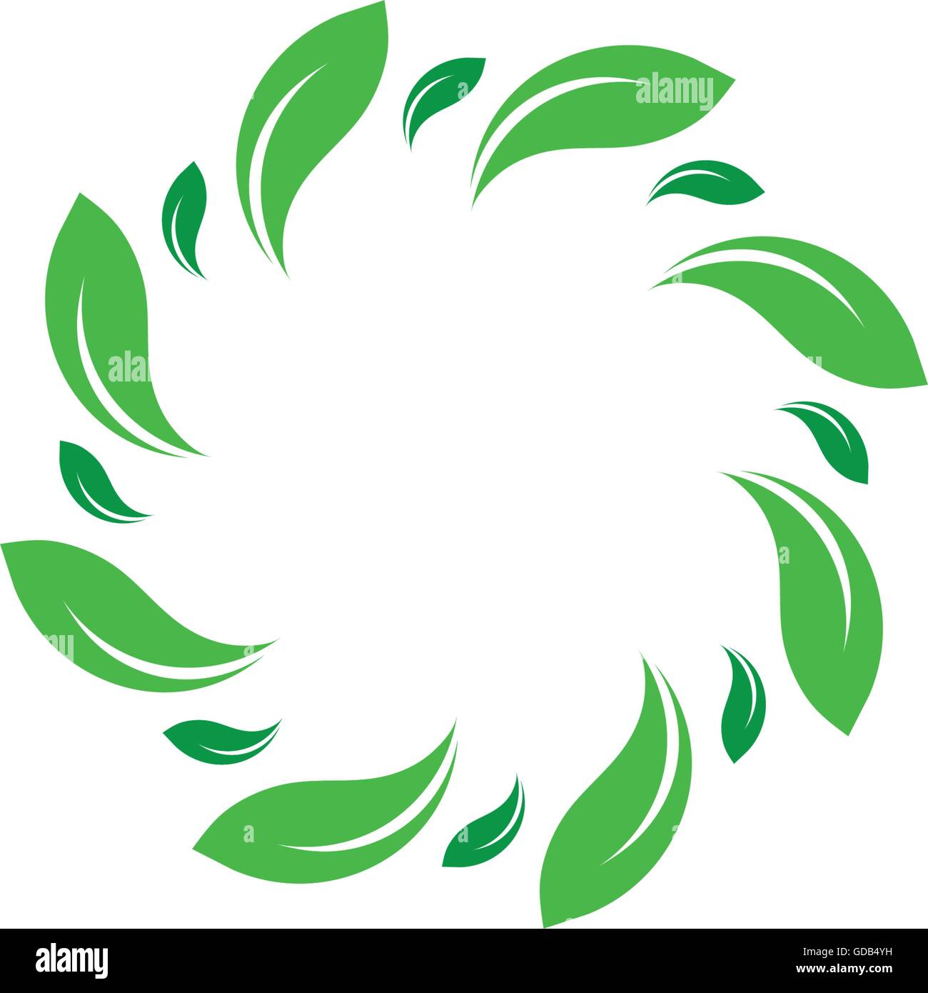 Organico vettore isolato cerchio verde logo. Foglie natura confine. Green sun. Estate elemento di design. Molla concetto d'arte. Il logo biologico. Illustrazione Vettoriale