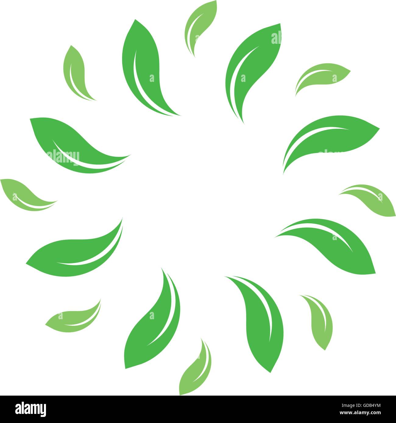 Organico vettore isolato cerchio verde logo. Foglie natura confine. Green sun. Estate elemento di design. Molla concetto d'arte. Il logo biologico. Illustrazione Vettoriale