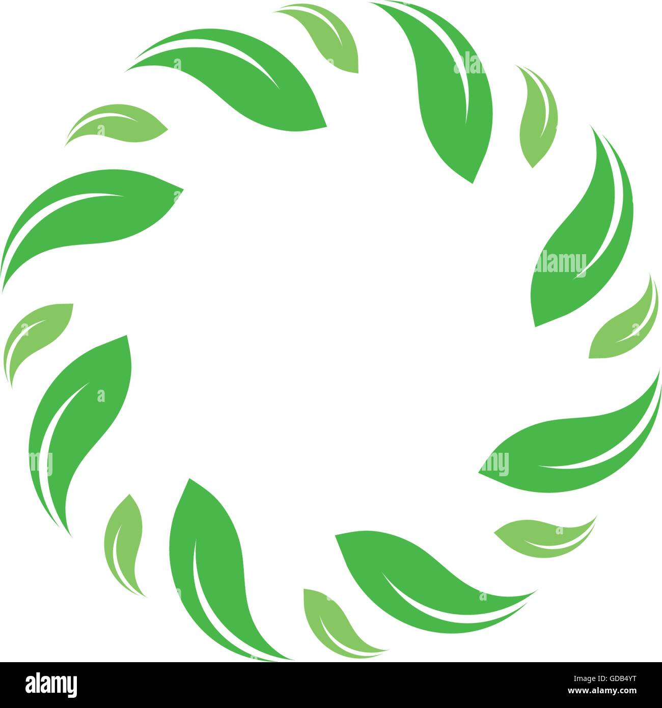 Organico vettore isolato cerchio verde logo. Foglie natura confine. Green sun. Estate elemento di design. Molla concetto d'arte. Il logo biologico. Illustrazione Vettoriale