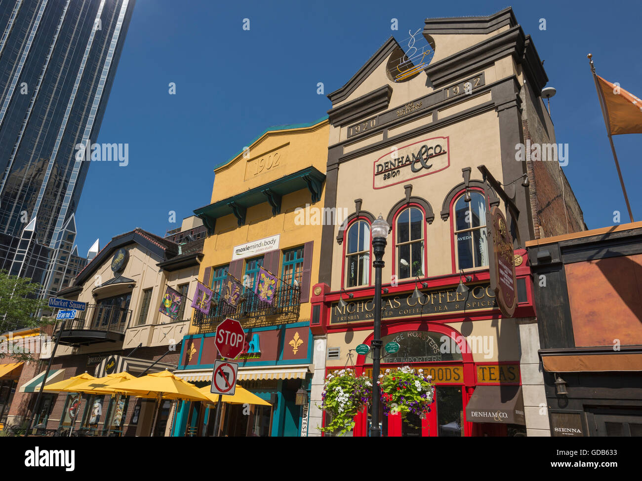 Ristoranti piazza del mercato in centro di Pittsburgh Pennsylvania USA Foto Stock