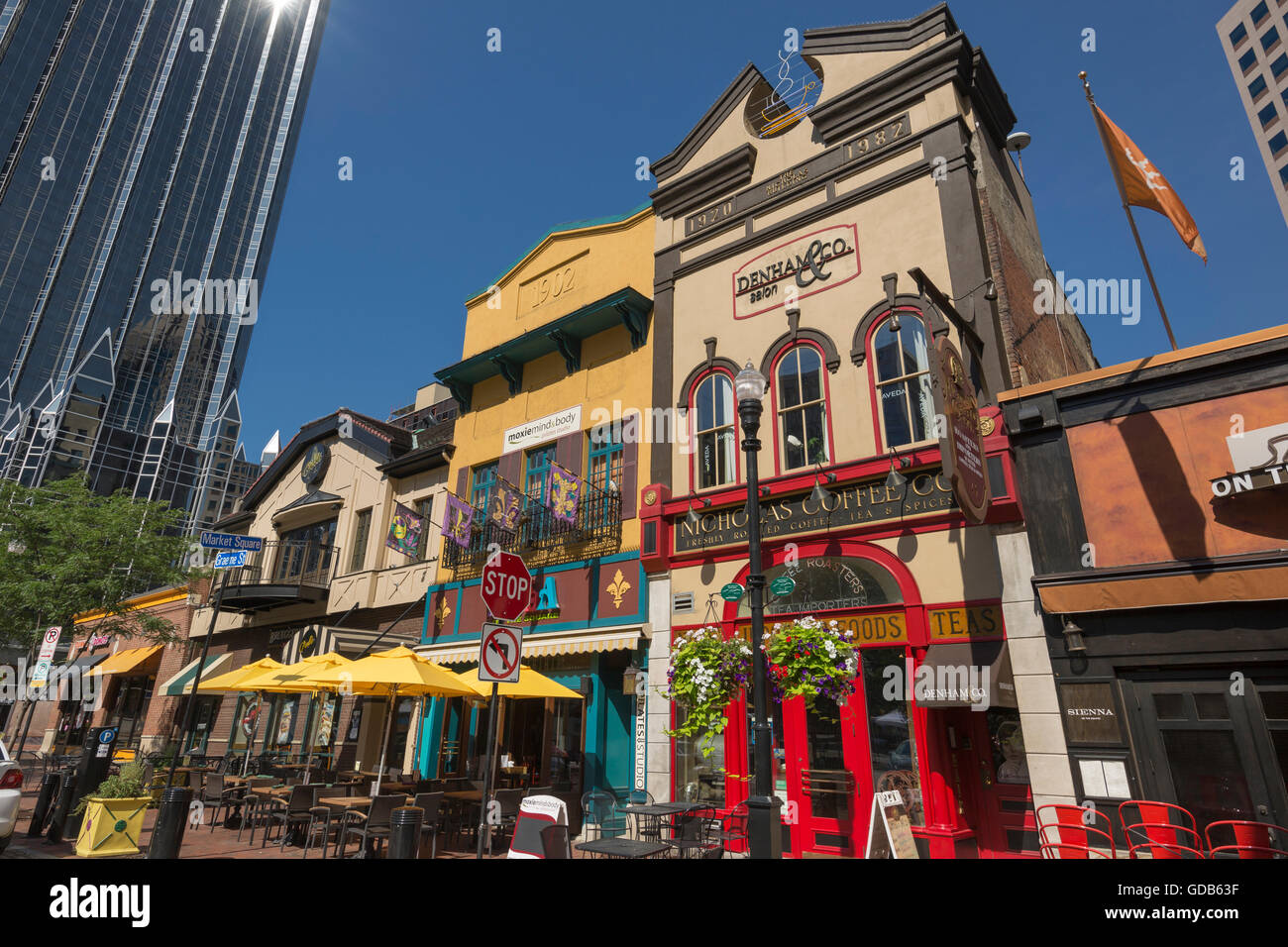 Ristoranti piazza del mercato in centro di Pittsburgh Pennsylvania USA Foto Stock