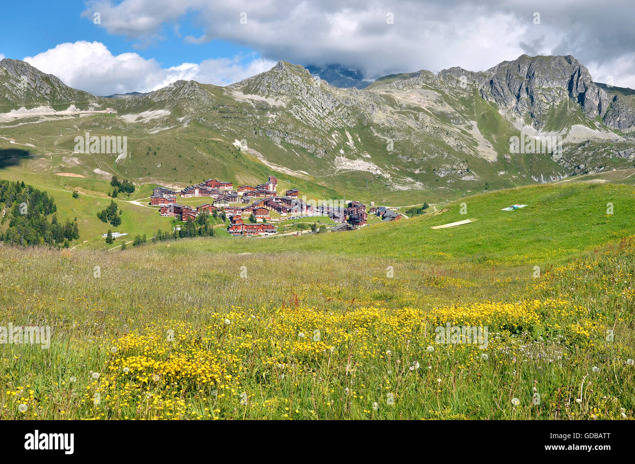 La Plagne nelle Alpi francesi Foto Stock