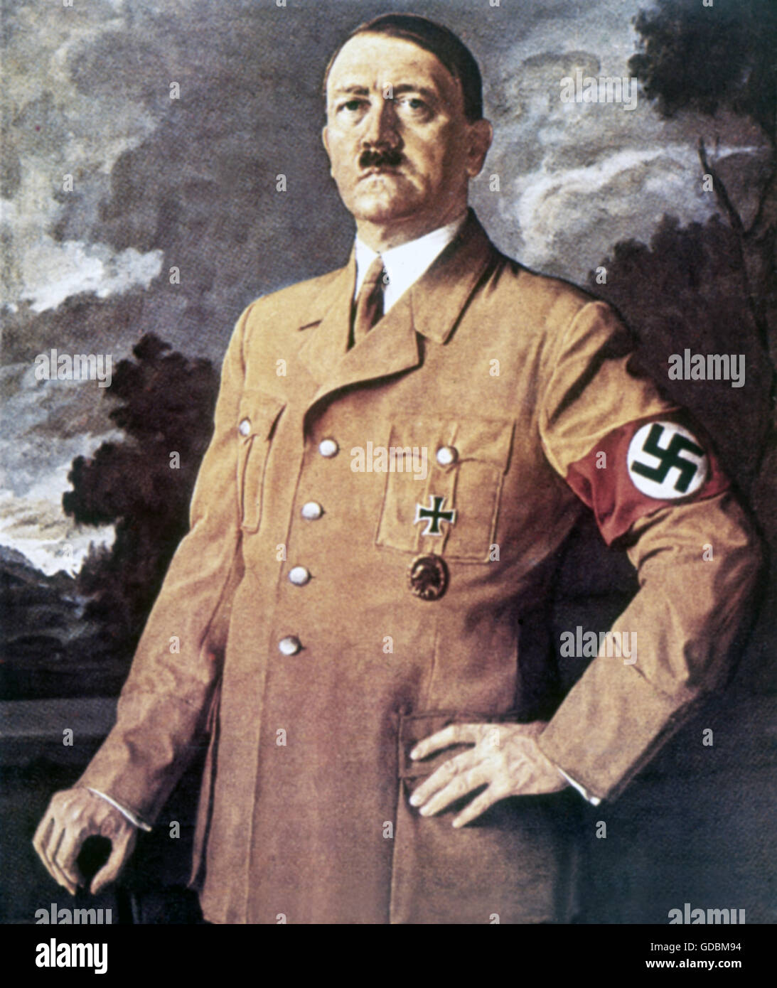 Hitler, Adolf, 20.4.1889 - 30.4.1945, politico tedesco (NSDAP), Cancelliere del Reich 30.1.1933 - 30.4.1945, mezza lunghezza, pittura, 1930s, Foto Stock