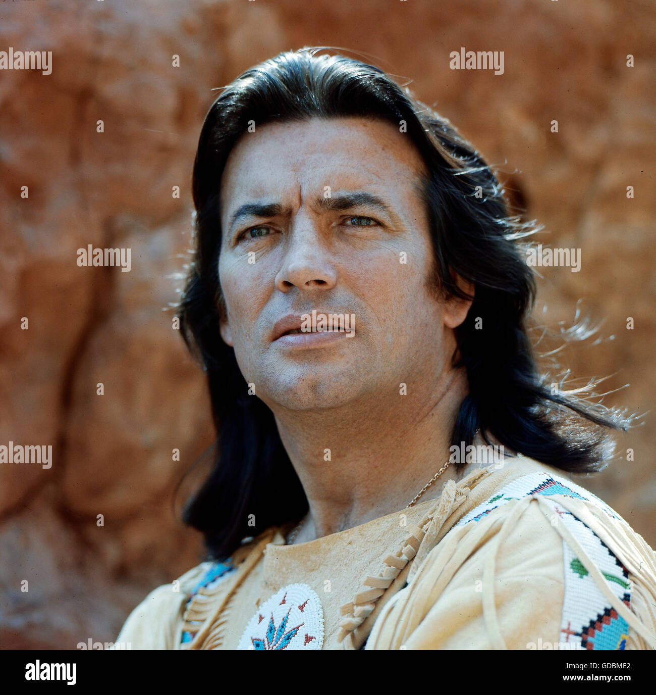 Brice, Pierre, 6.2.1929 - 6.6.2015, attore francese, ritratto, nel ruolo di 'Winnetou', Karl May festival, Elspe, 1976 - 1980, Foto Stock