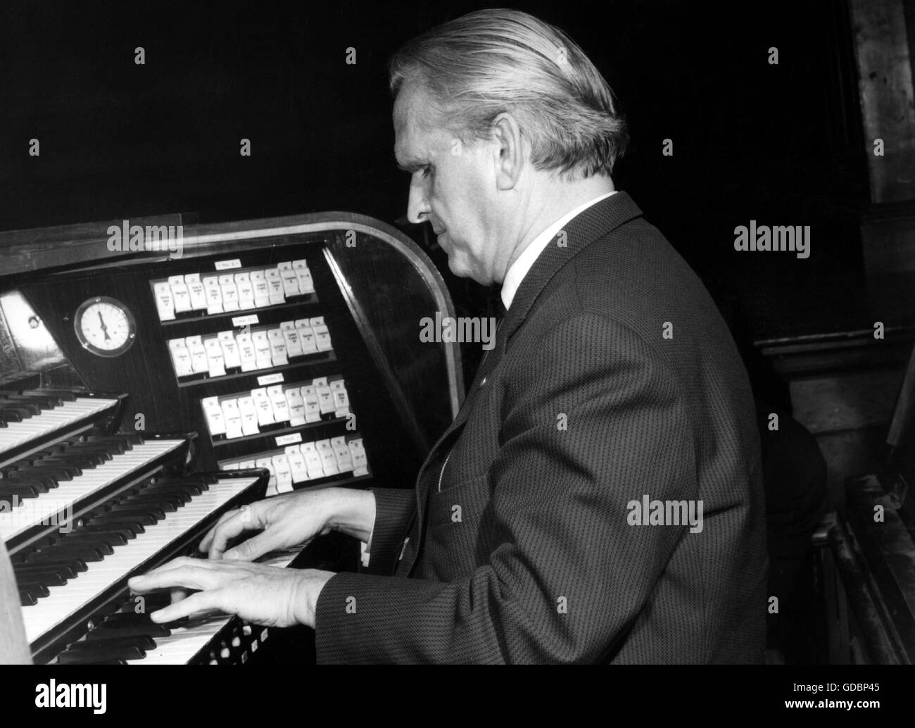 Walcha Helmut, 27.10.1907 - 11.8.1991, organista tedesco, riproduzione di organo, anni cinquanta, Foto Stock