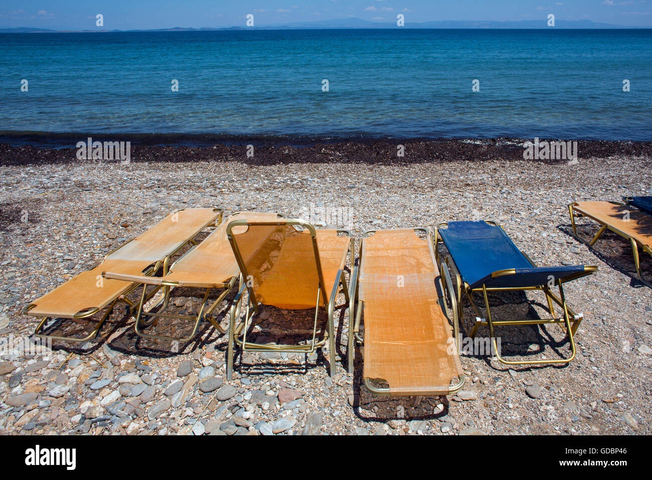 Il turismo è diminuito a causa della crisi di rifugiati in Lesvos Foto Stock