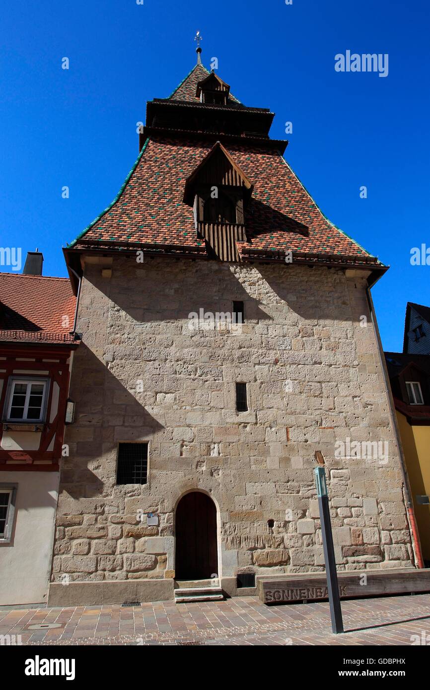 Campanile, Schwaebisch Gmuend, Baden Wuerttemberg, Germania Foto Stock