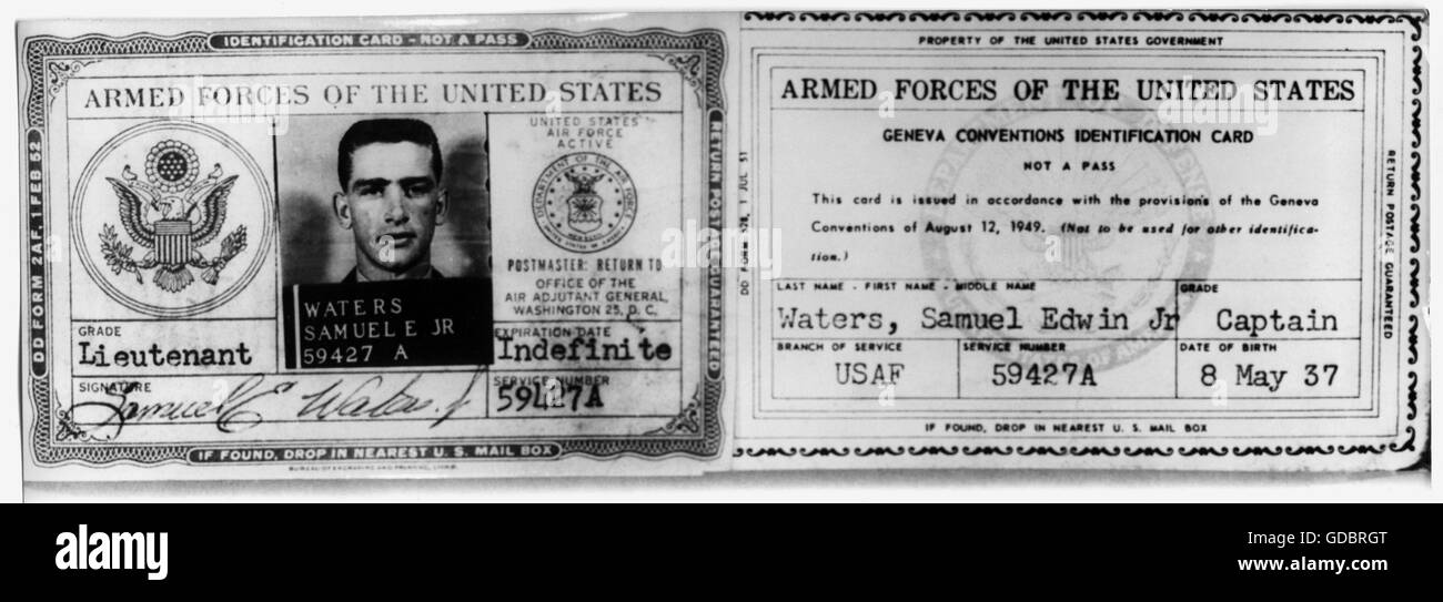 Guerra del Vietnam 1957 - 1975, guerra aerea, carte d'identità del capitano Samuel Edwin Ward junior, abbattere su Hanoi, 13.12.1966, ufficiale, ufficiali, persone, militari, vittime, vittime, dispersi in azione, Miss, guerra, guerre, Vietnam, Vietnam, Vietnam del Nord, pilota, pilota di aeroplano, piloti, piloti di aeroplano, americano, 1960, 60, 20 ° secolo, storico, Diritti-aggiuntivi-clearences-non-disponibili Foto Stock