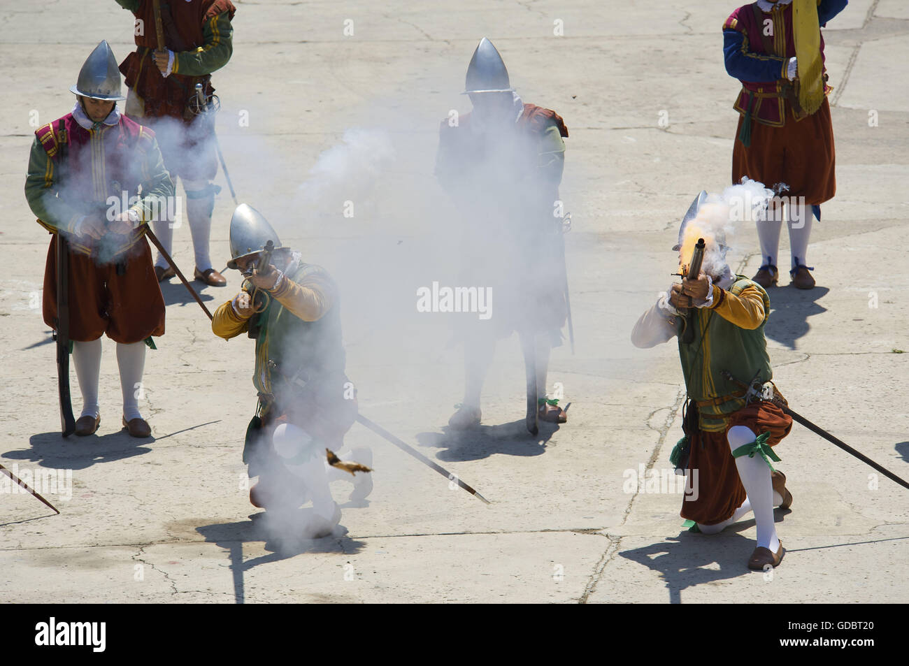 In guardia Parade, Fort St Elmo, Valletta, Malta Foto Stock