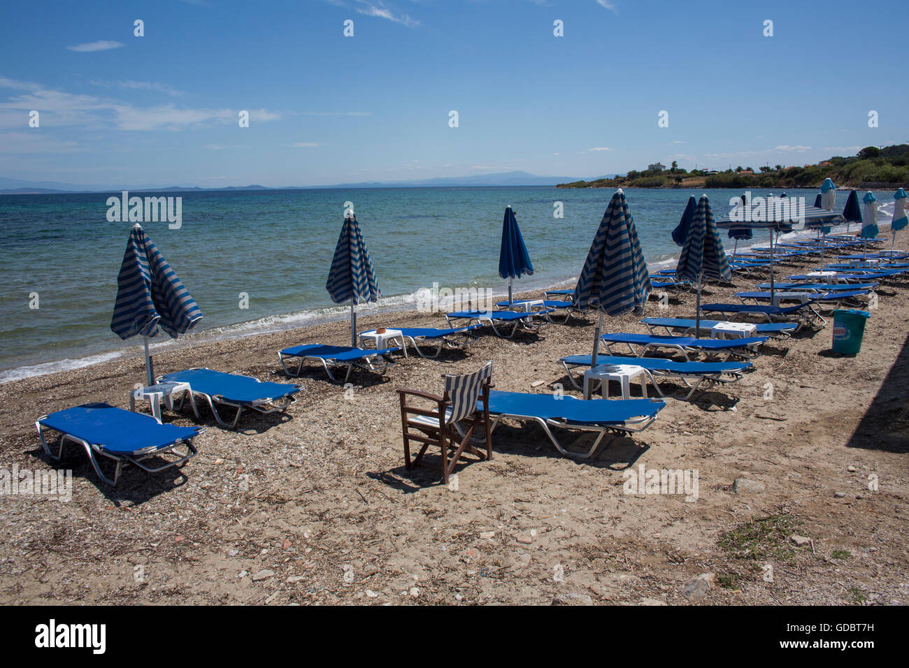 Il turismo è diminuito a causa della crisi di rifugiati in Lesvos Foto Stock