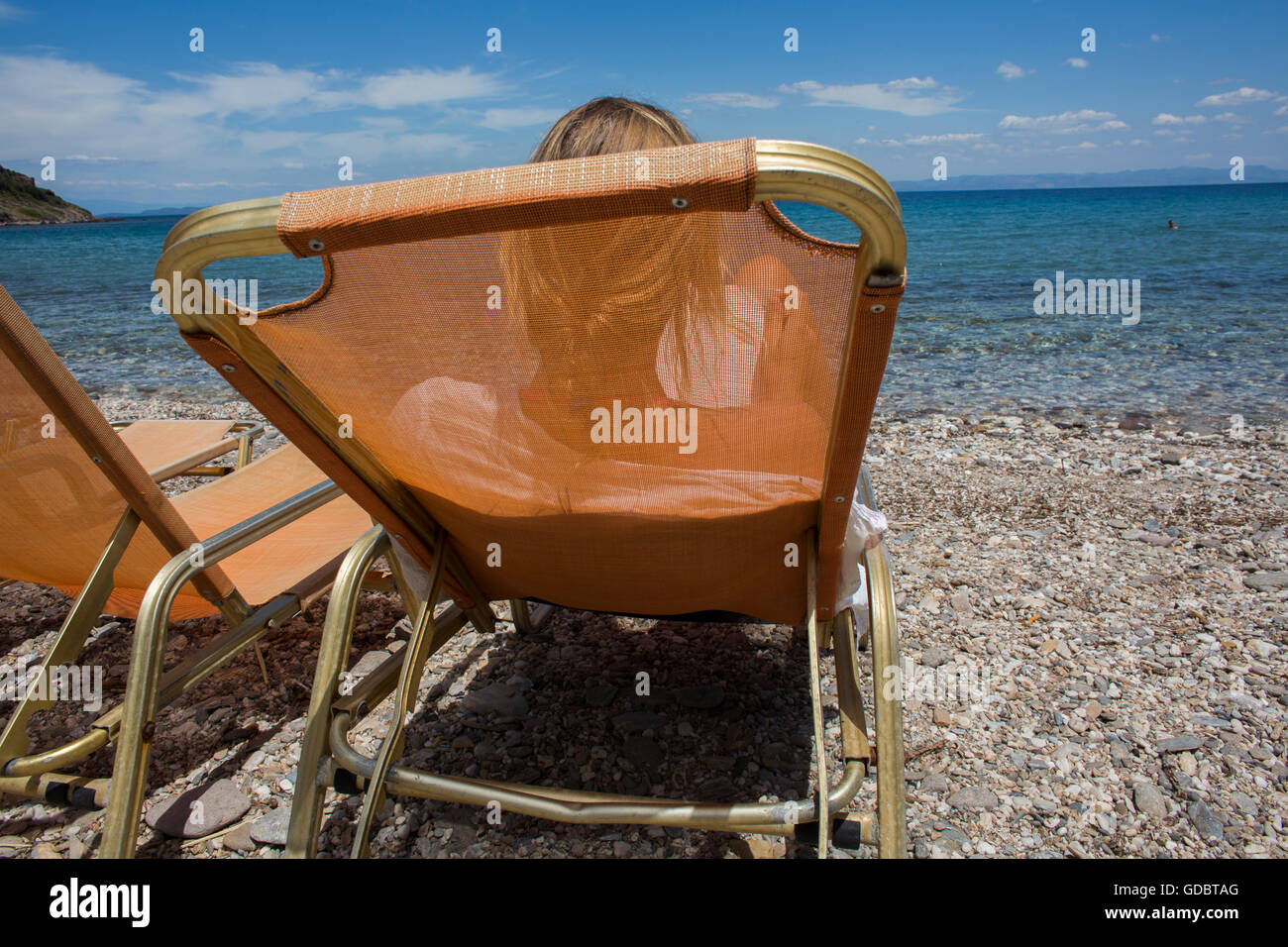 Il turismo è diminuito a causa della crisi di rifugiati in Lesvos Foto Stock