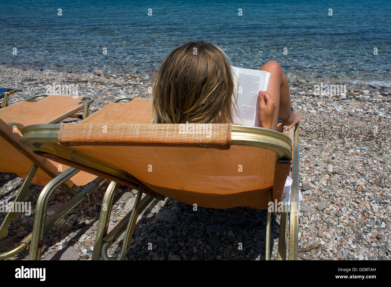 Il turismo è diminuito a causa della crisi di rifugiati in Lesvos Foto Stock