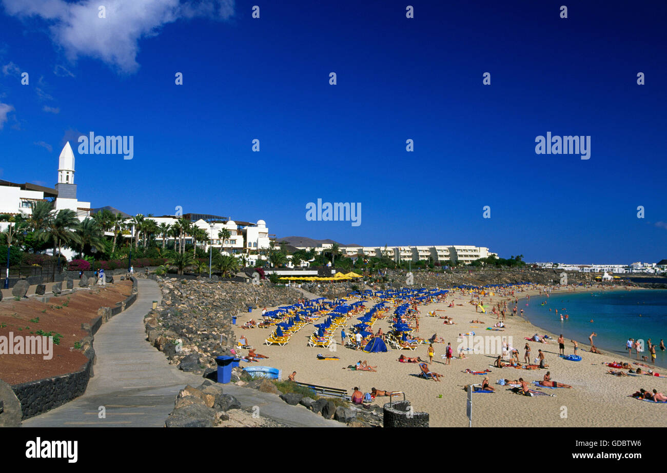 Playa Dorada neraby Playa Blanca, Lanzarote, Isole Canarie, Spagna Foto Stock