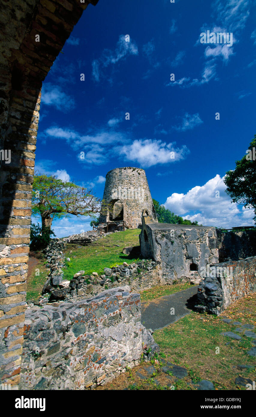 Annaberg Sugar Mill rovine su San Giovanni Isola, Isole Vergini USA, Caraibi Foto Stock